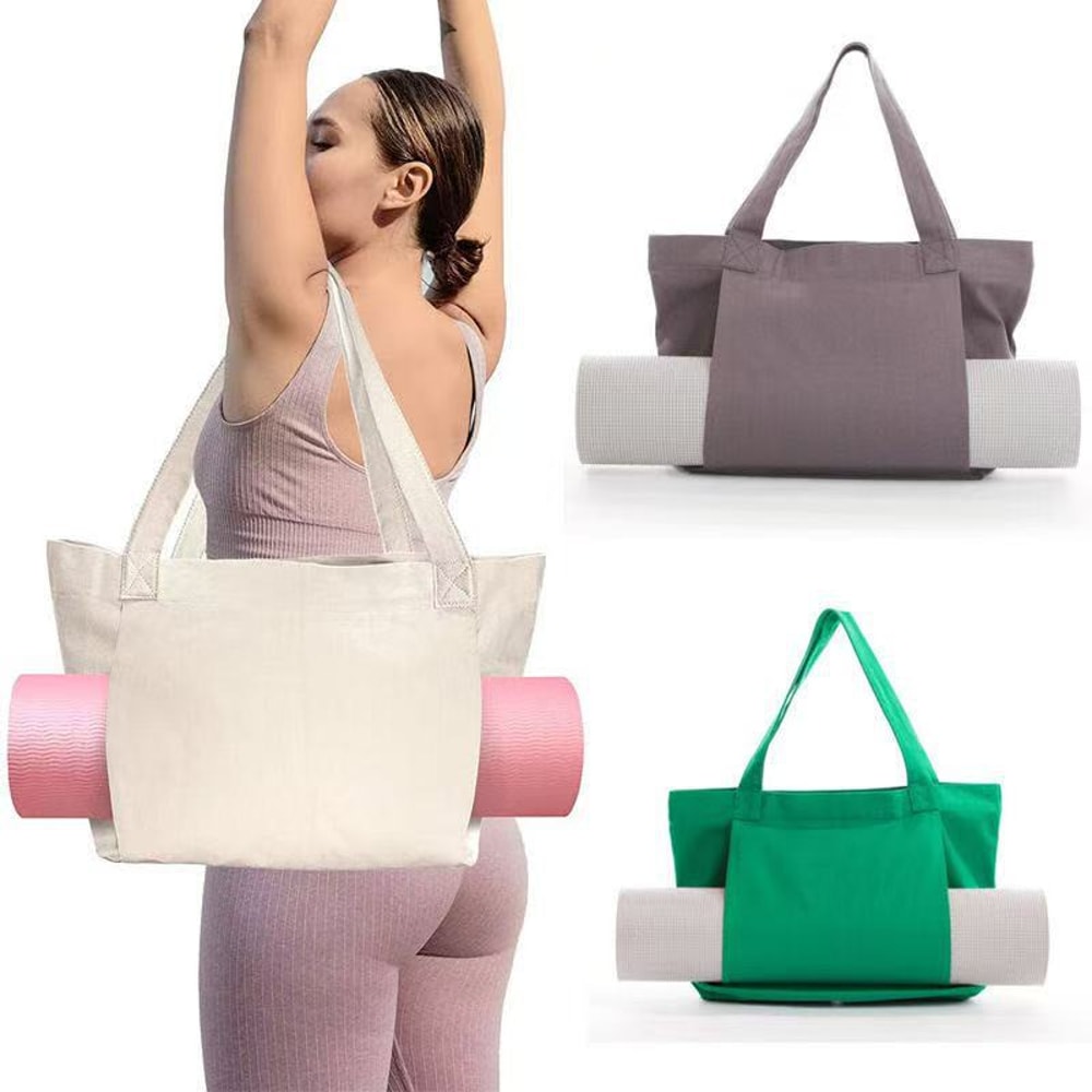 Portable and multifunctional large capacity yoga canvas bag, one shoulder yoga mat storage bag