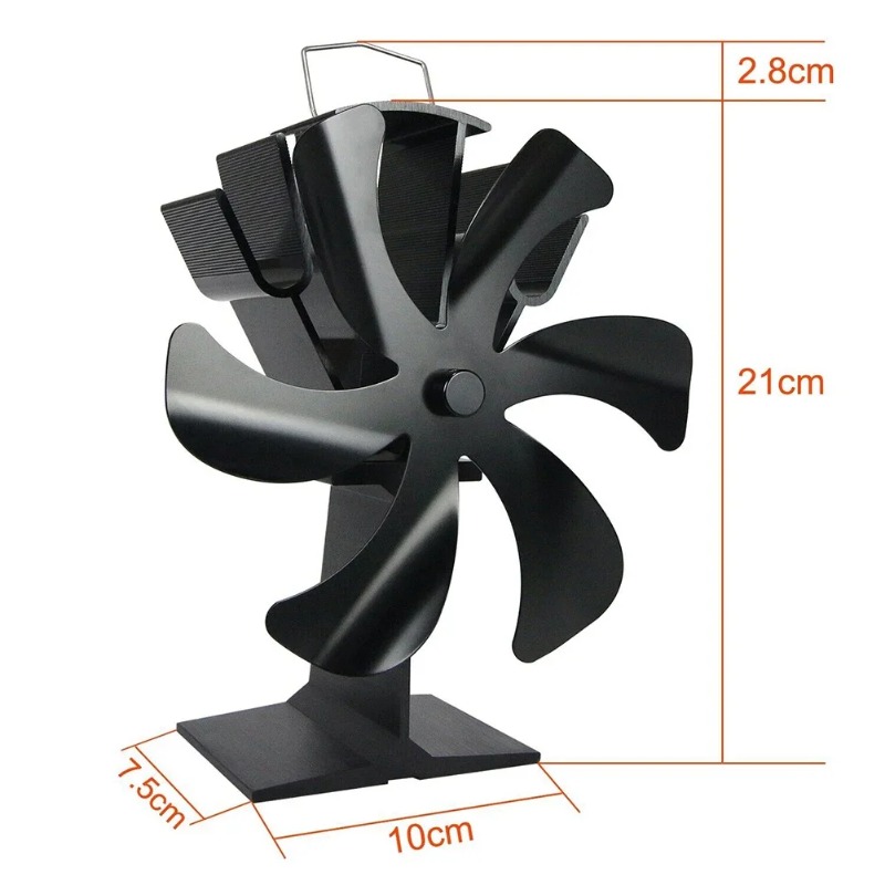 Thermodynamic Fireplace Fan Energy Saving, Silent Six Blade Stove Fan for Wood Stove Home Heating