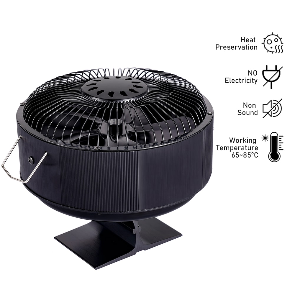 Log Wood Fireplace Fan Burner Quiet, 5 Blades Stove Fan Heat Powered Free Standing Home Warmer