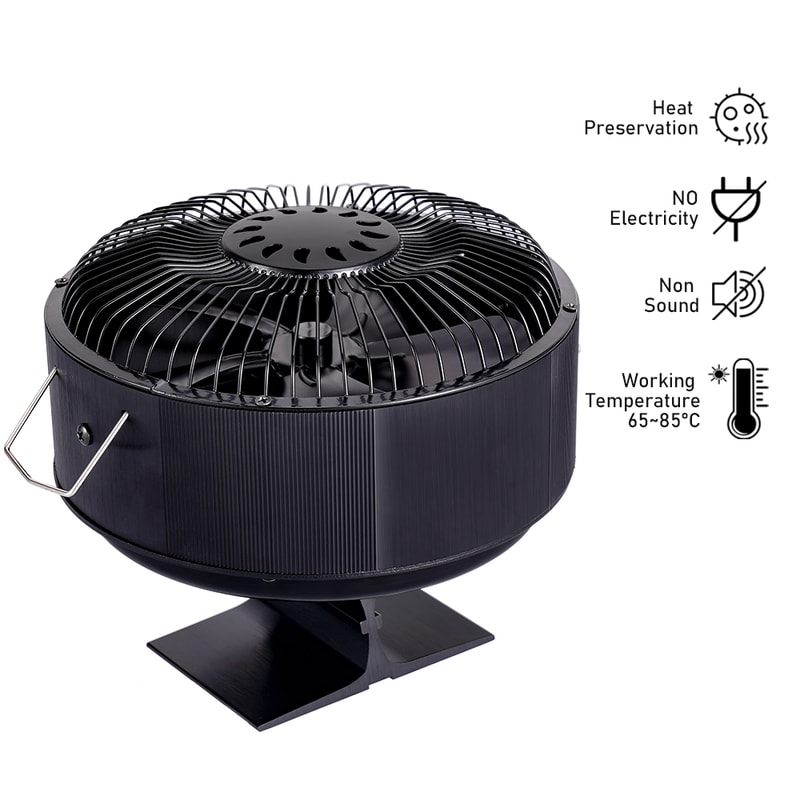 Log Wood Fireplace Fan Burner Quiet, 5 Blades Stove Fan Heat Powered Free Standing Home Warmer