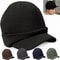 Thick Winter Knitted Hat for Men and Women, Unisex Warm Knitted Hats with Brim, Fashion Thicken Fur Lined Beanie Cap