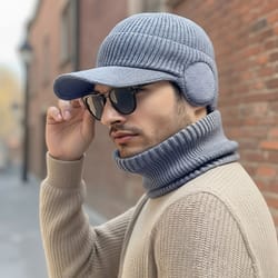 outdoor windproof neck hat suit, autumn and winter men hat, thermal pullover hat