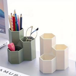 student office three-grid pen holder, multifunctional desktop storage box, makeup brush and small item storage gift
