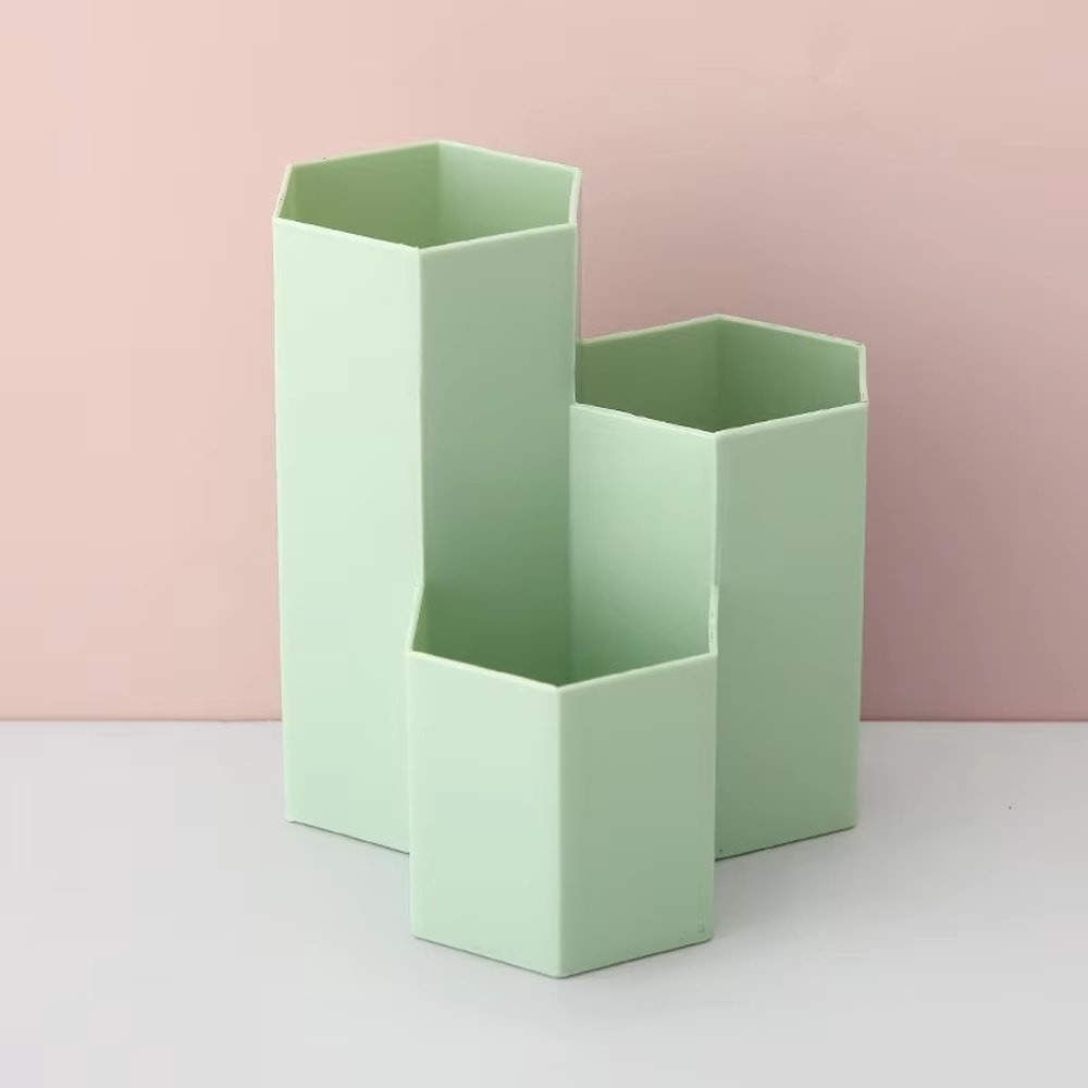 Student Office ThreeGrid Pen Holder Multifunctional Desktop Storage Box Makeup Brush And Small Item