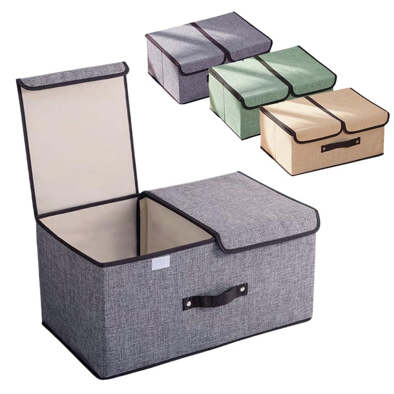 Large Double Lid Organizer Non Woven Fabric Foldable Storage Box Bedroom Arrangement For Underwear 1