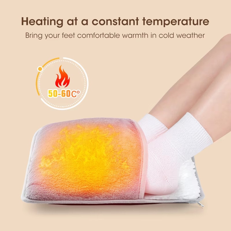 Soft Plush Washable Foot Warmer Winter Electric Foot Heating Pad USB Charging Heater 2