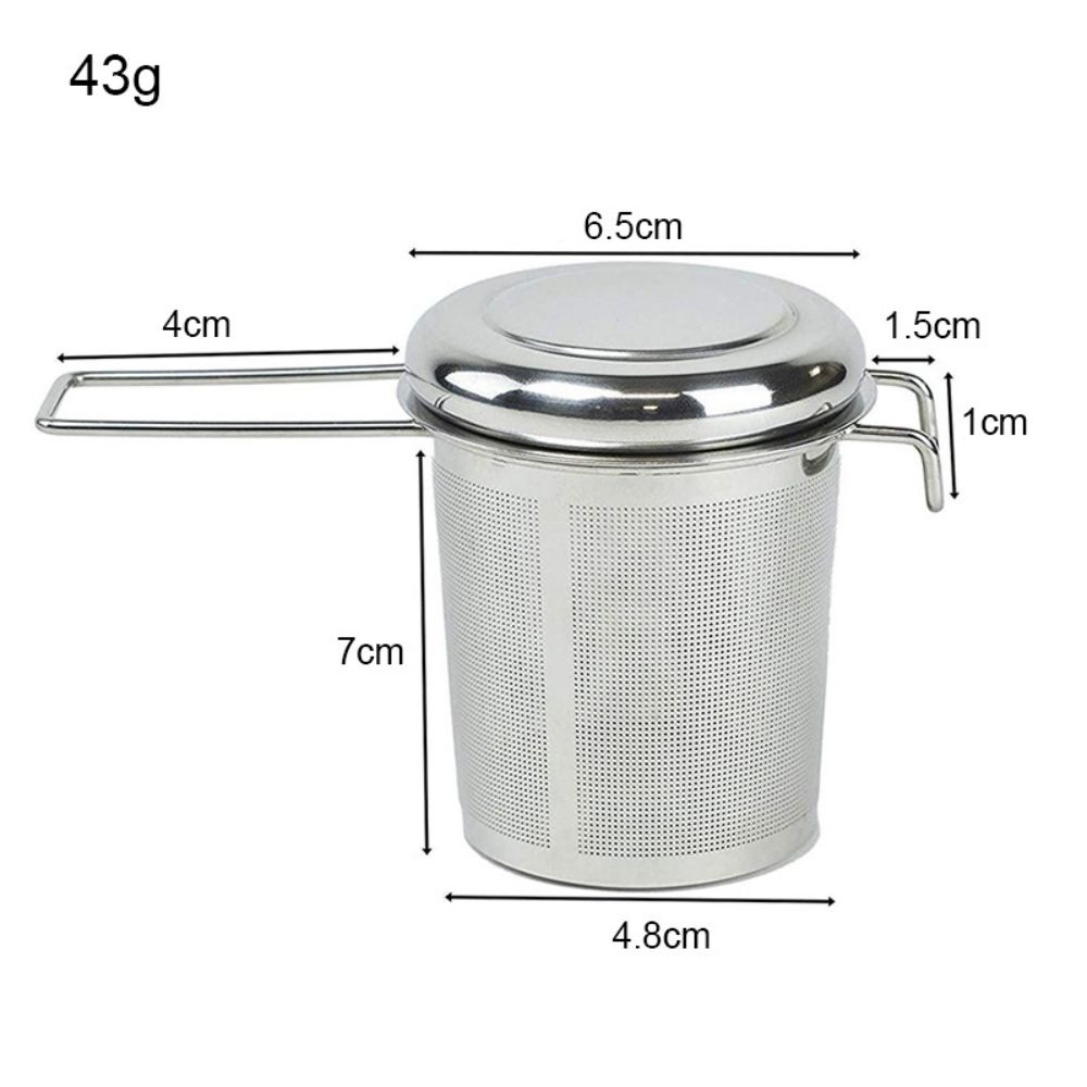 Tea Strainer With Lid Collapsible Double Handle Stainless Steel Tea Drain For Easy Brewing 4
