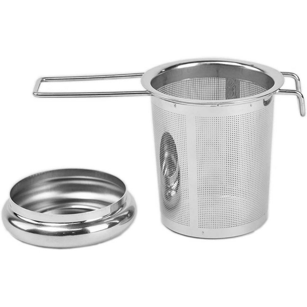 Tea Strainer With Lid Collapsible Double Handle Stainless Steel Tea Drain For Easy Brewing 5