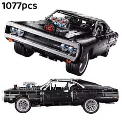 dodge charger racing car building blocks model, fast and furious famous vehicle for boys, technical car bricks