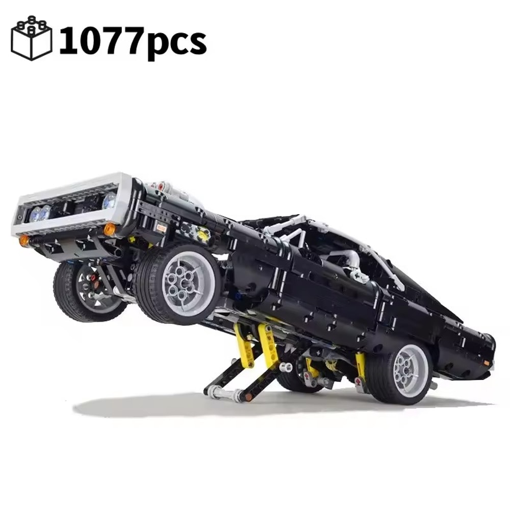 Dodge Charger Racing Car Building Blocks Model, Fast and Furious Famous Vehicle for Boys, Technical Car Bricks