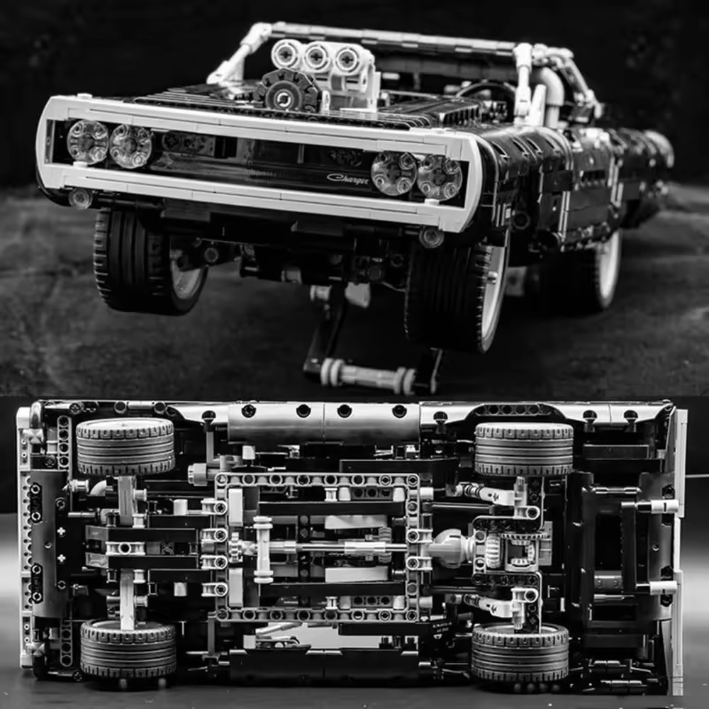 Dodge Charger Racing Car Building Blocks Model, Fast and Furious Famous Vehicle for Boys, Technical Car Bricks