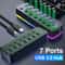 USB Hub with RGB Lights, 5Gbps Speed, Individual On/Off Switch Docking Station