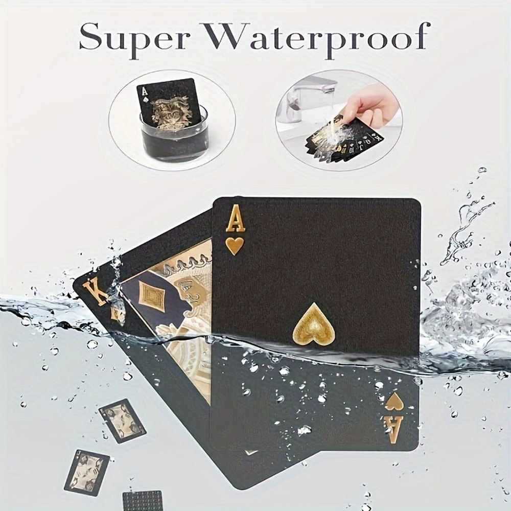 Cool Black Gold Waterproof Playing Cards Holiday Game Gift For Christmas Halloween Thanks Giving 2