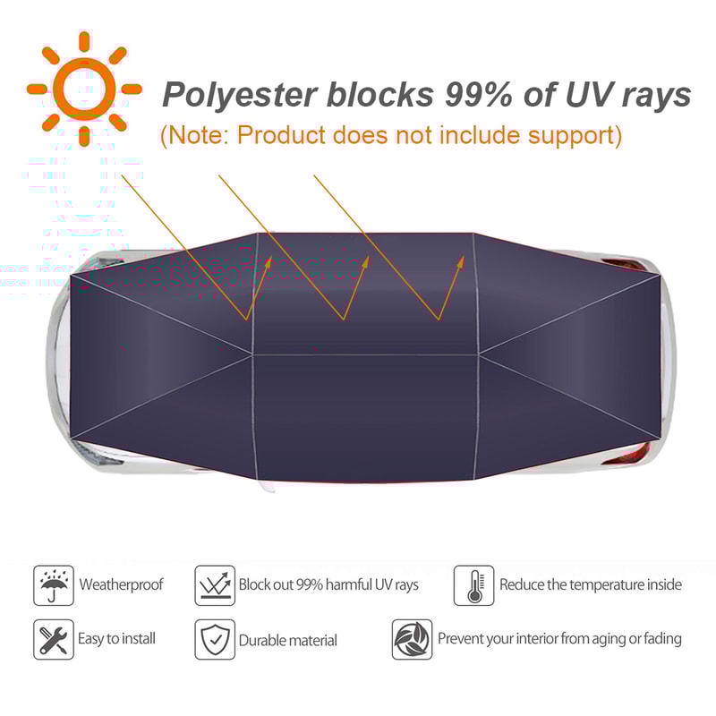 Portable Carport Tent Folded Car Umbrella Waterproof Protection For Outdoor Camping Fishing Automo 2