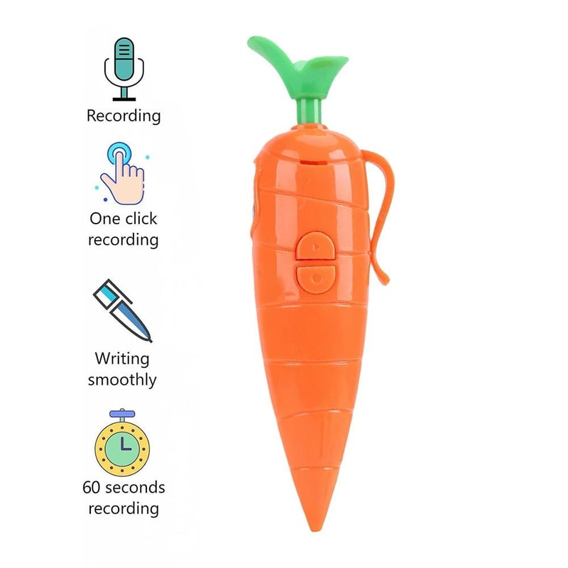 Novelty Carrot Voice Recorder Pen Can Write Graffiti Ballpoint Electronic Sound Toy Gift 3