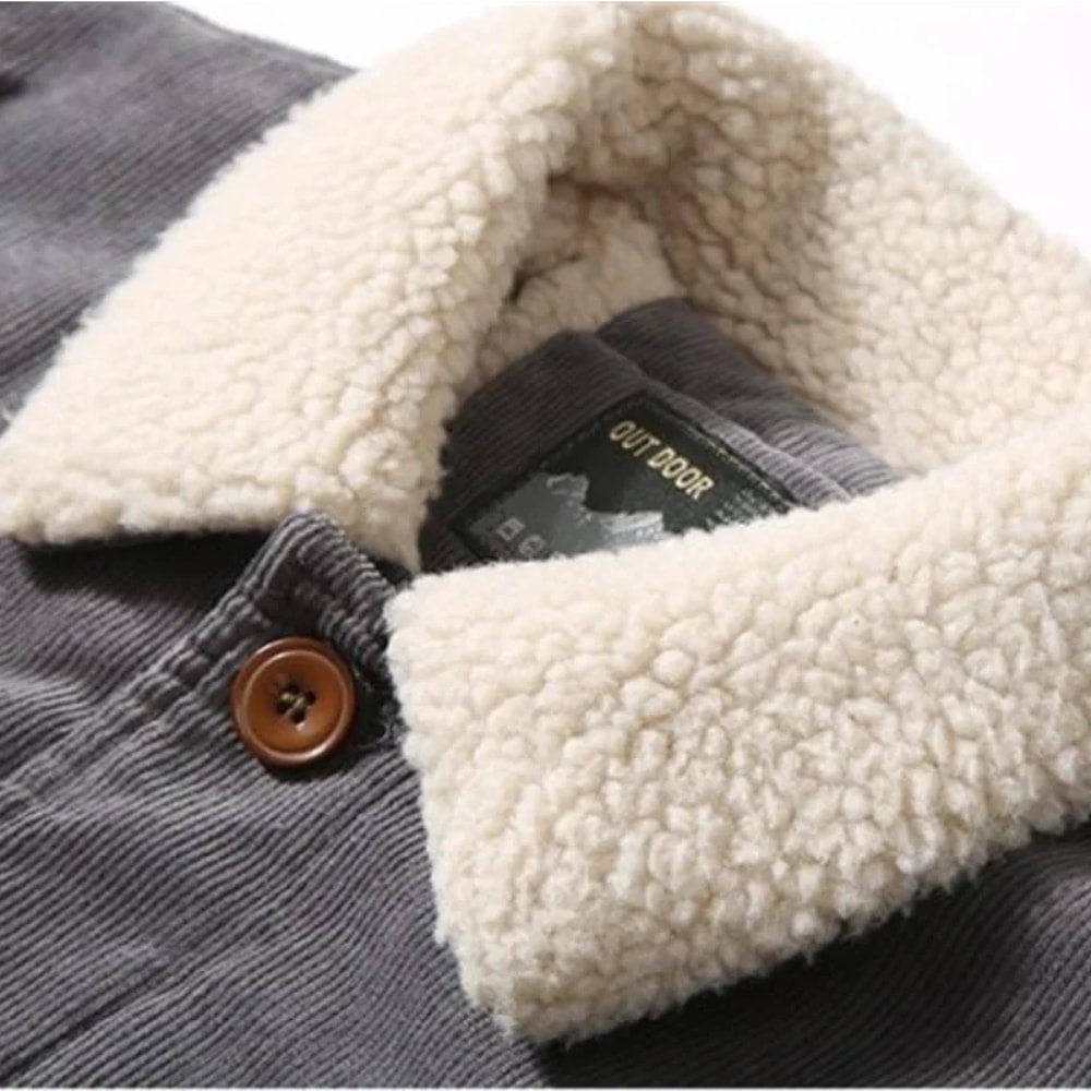 HighQuality Warm Parka Jackets For Men Korean Fashion Winter Plus Velvet Corduroy Cotton Jacket 3