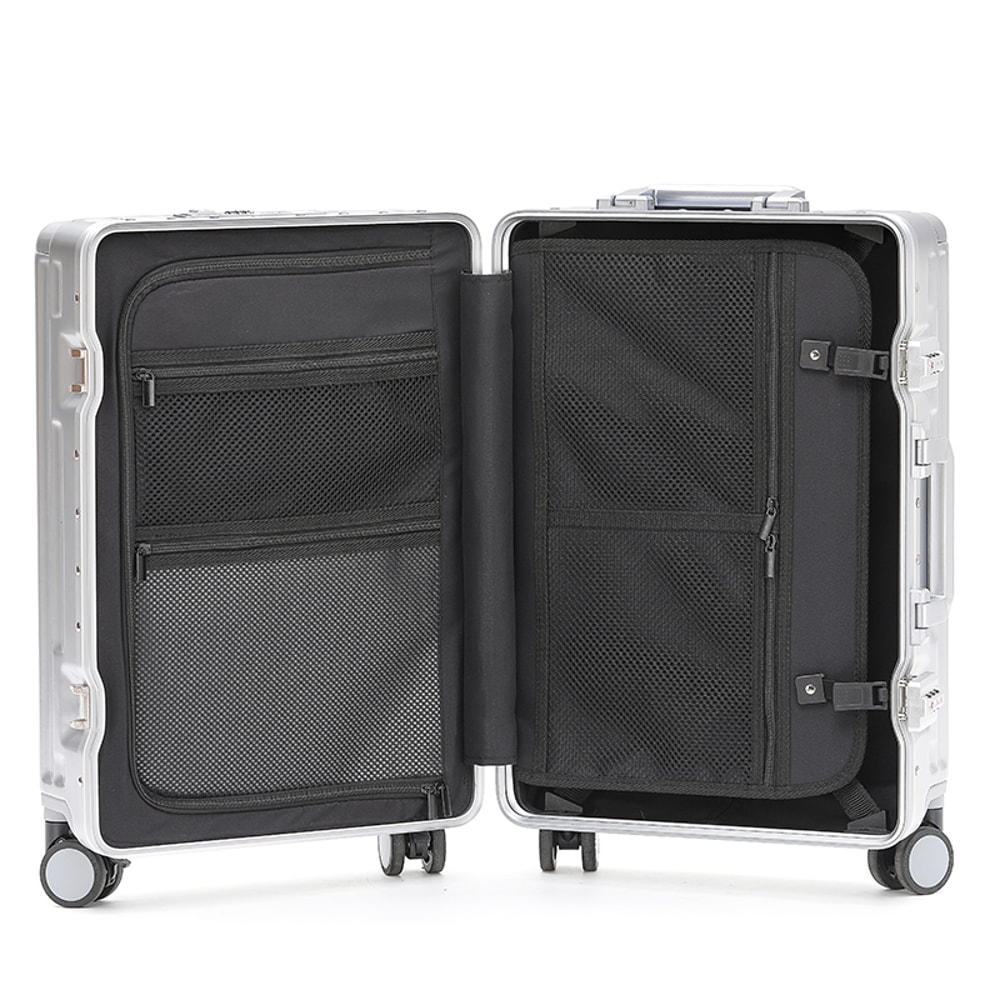 Aluminum Frame Trolley Case Silent Wheels Mobile Phone Holder USB Charging For Vacation Business T 2