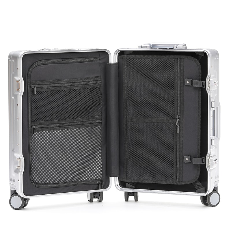 Aluminum Frame Trolley Case Silent Wheels Mobile Phone Holder USB Charging For Vacation Business T 2