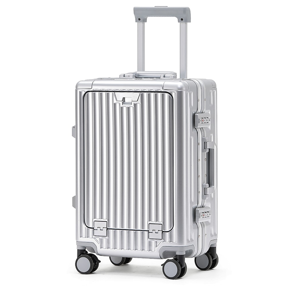 Aluminum Frame Trolley Case Silent Wheels Mobile Phone Holder USB Charging For Vacation Business T 3