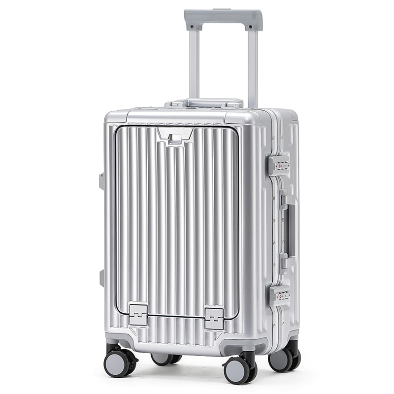 Aluminum Frame Trolley Case Silent Wheels Mobile Phone Holder USB Charging For Vacation Business T 3