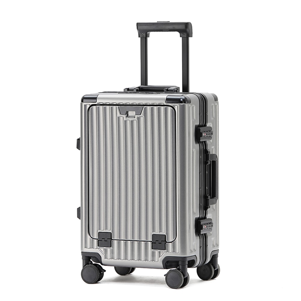 Aluminum Frame Trolley Case Silent Wheels Mobile Phone Holder USB Charging For Vacation Business T 5