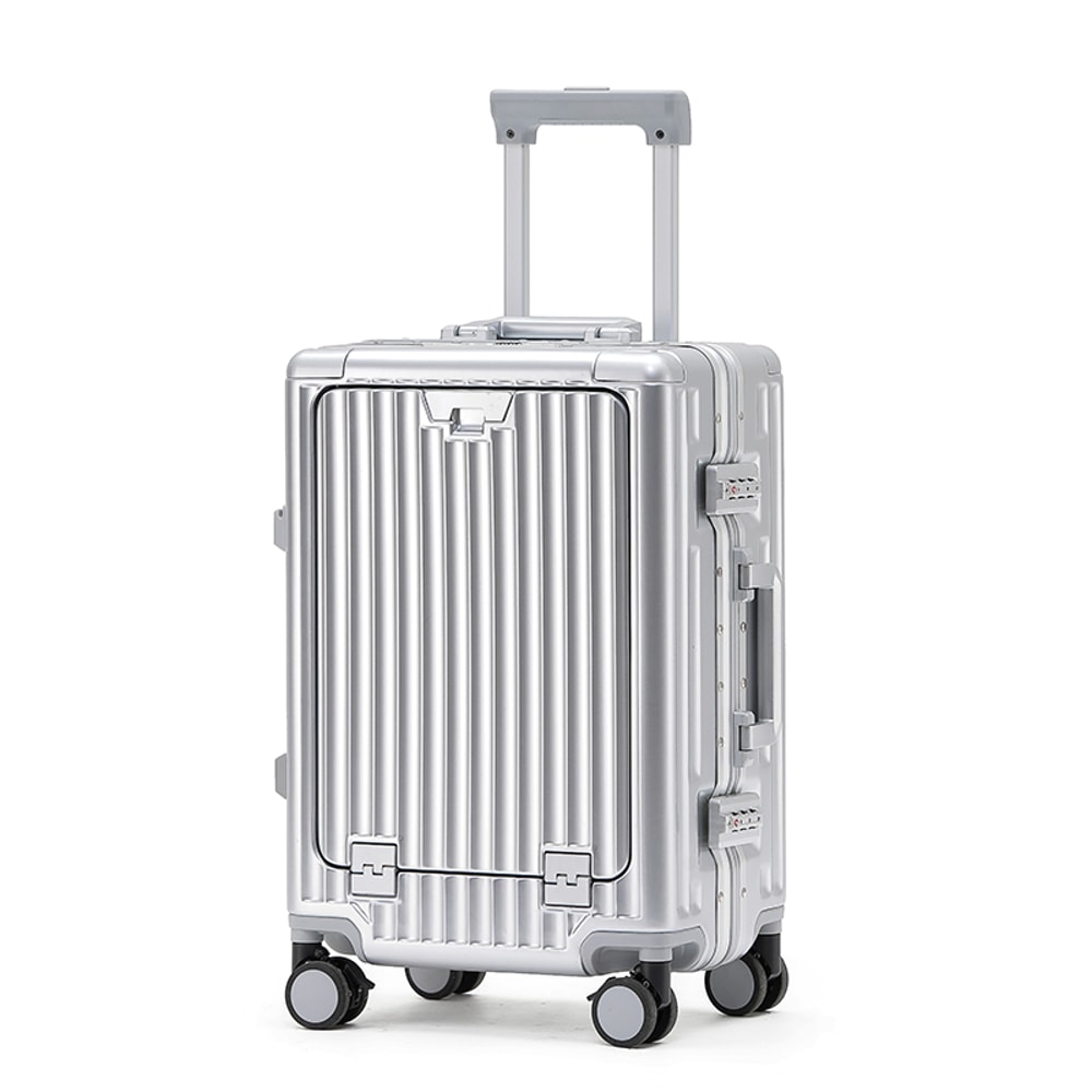 Aluminum Frame Trolley Case Silent Wheels Mobile Phone Holder USB Charging For Vacation Business T 6