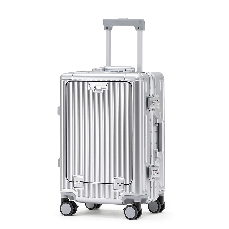 Aluminum Frame Trolley Case Silent Wheels Mobile Phone Holder USB Charging For Vacation Business T 6