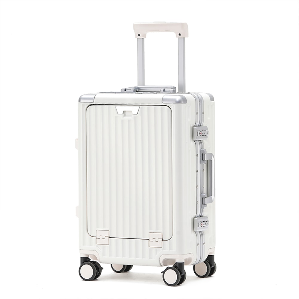Aluminum Frame Trolley Case Silent Wheels Mobile Phone Holder USB Charging For Vacation Business T 7
