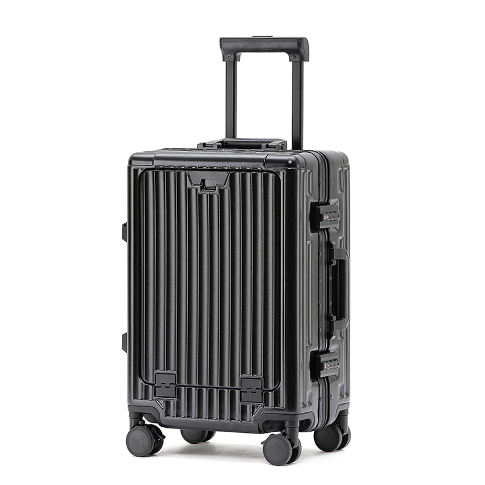 Aluminum Frame Trolley Case Silent Wheels Mobile Phone Holder USB Charging For Vacation Business T 8