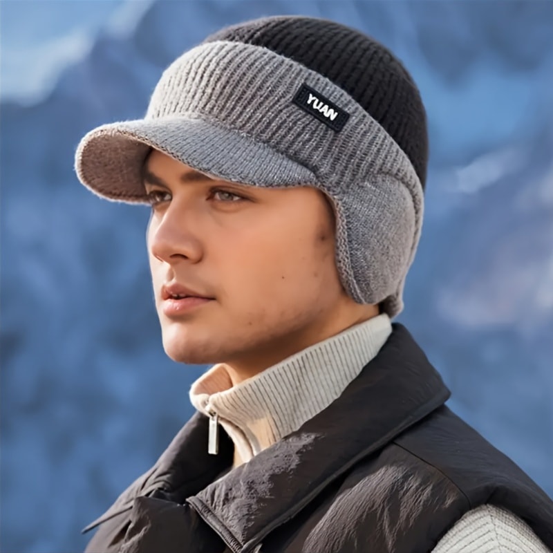 Windproof Winter Thermal Knitted Baseball Cap, Thickened Ear Protection Hat for Men and Women, Ideal for Outdoor Sports