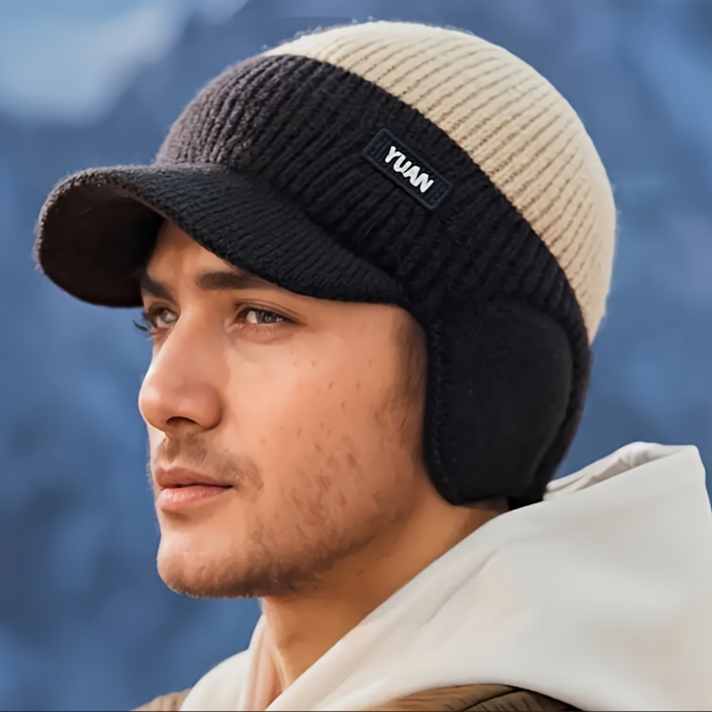 Windproof Winter Thermal Knitted Baseball Cap, Thickened Ear Protection Hat for Men and Women, Ideal for Outdoor Sports