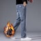 Stretchable Men Winter Fleece Lined Jeans Lightweight Business Casual Trousers For Office Everyday 2