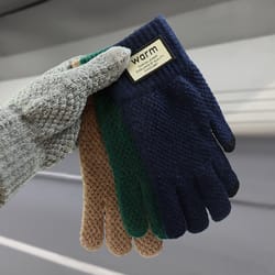 unisex cold-proof gloves, winter warm fleece-lined knitted gloves for men