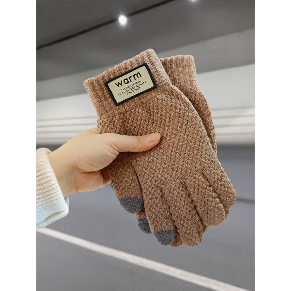 Unisex Cold-Proof Gloves, Winter Warm Fleece-Lined Knitted Gloves for Men