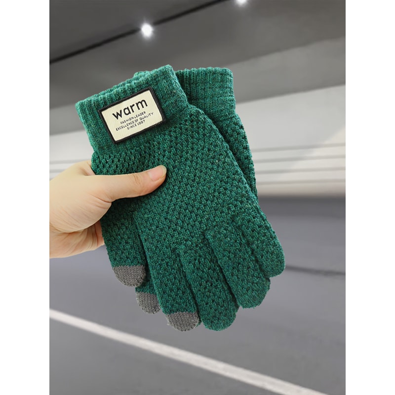 Unisex Cold-Proof Gloves, Winter Warm Fleece-Lined Knitted Gloves for Men