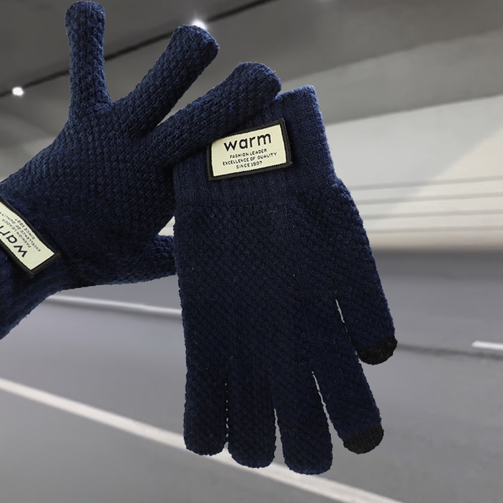 Unisex Cold-Proof Gloves, Winter Warm Fleece-Lined Knitted Gloves for Men