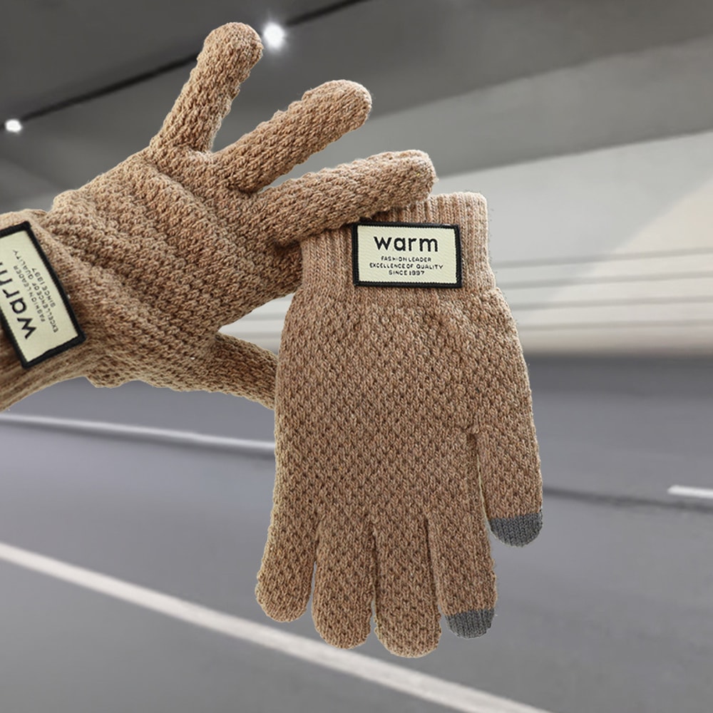 Unisex Cold-Proof Gloves, Winter Warm Fleece-Lined Knitted Gloves for Men