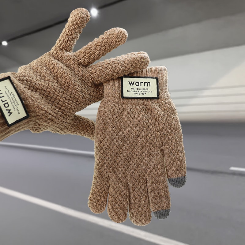 Unisex Cold-Proof Gloves, Winter Warm Fleece-Lined Knitted Gloves for Men