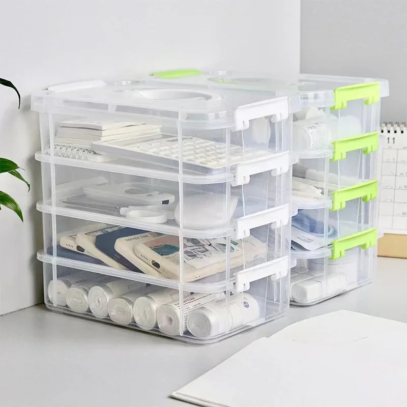 Portable 4layer Transparent Plastic Storage Box Drawer Organizer For Building Blocks 1