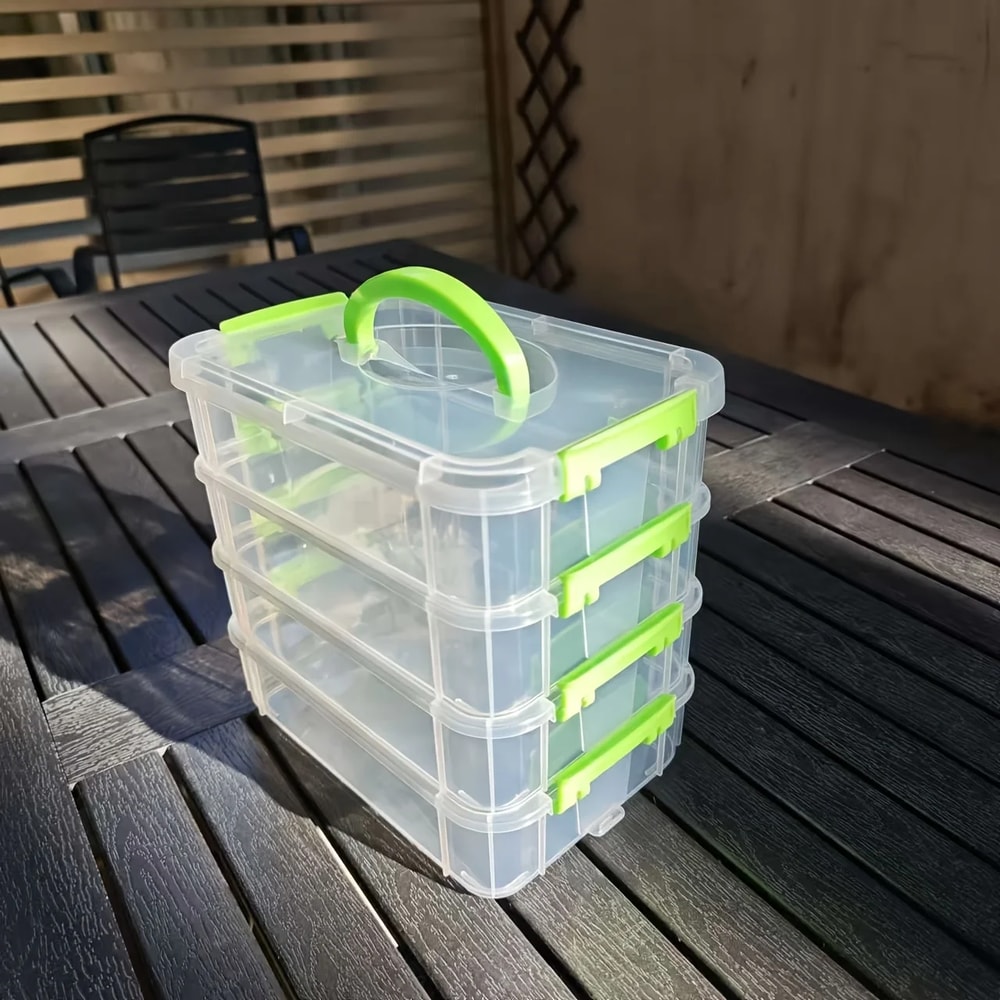 Portable 4layer Transparent Plastic Storage Box Drawer Organizer For Building Blocks 5