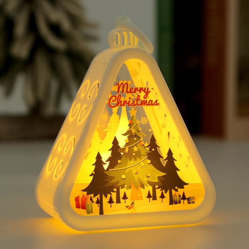 Santa Claus Snowman Festival Lamp Mini Christmas LED Triangle Lantern Party Scene Props 4