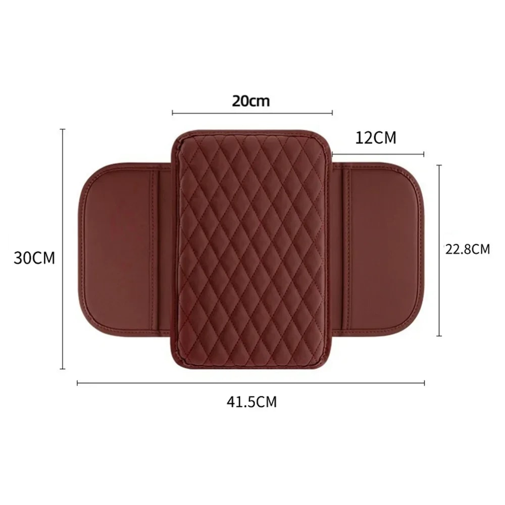 Beige Quilted Leather Car Armrest Cushion With Storage Fit Most Auto Consoles 5