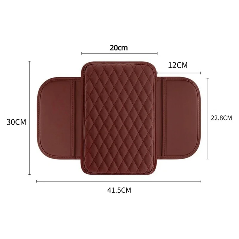 Beige Quilted Leather Car Armrest Cushion With Storage Fit Most Auto Consoles 5