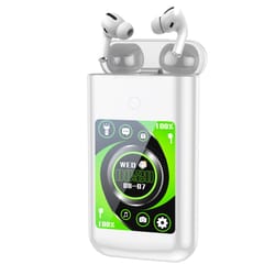 wireless earphone charging case with 2.8" touch screen power bank, multiple function bluetooth headphone for music