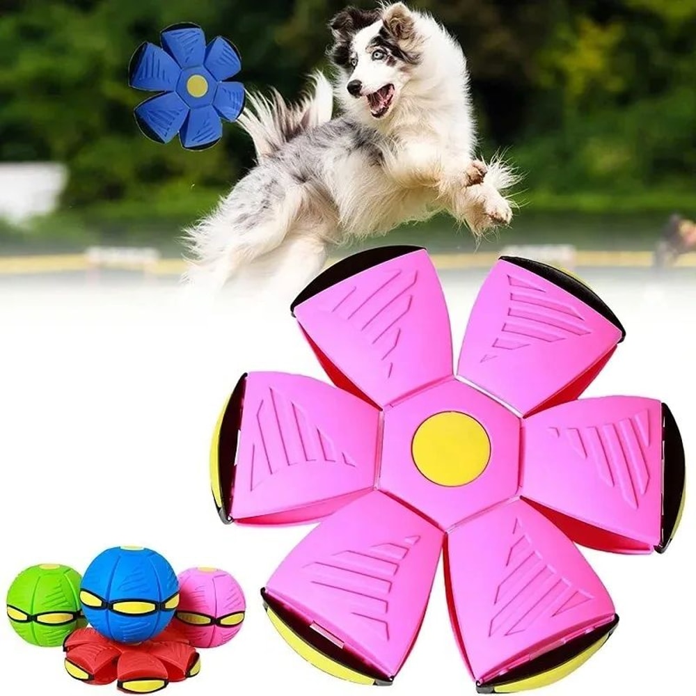 Fun Elastic Dog Pet Toy Flying Saucer Bouncing Ball for Outdoor Exercise