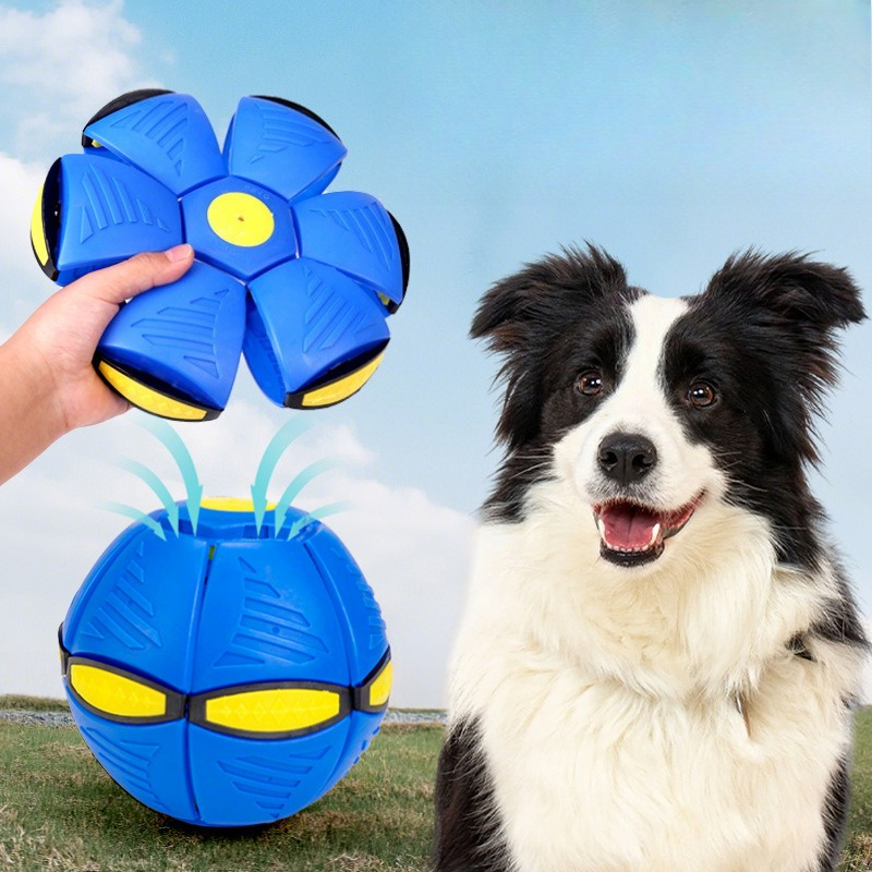 Fun Elastic Dog Pet Toy Flying Saucer Bouncing Ball for Outdoor Exercise