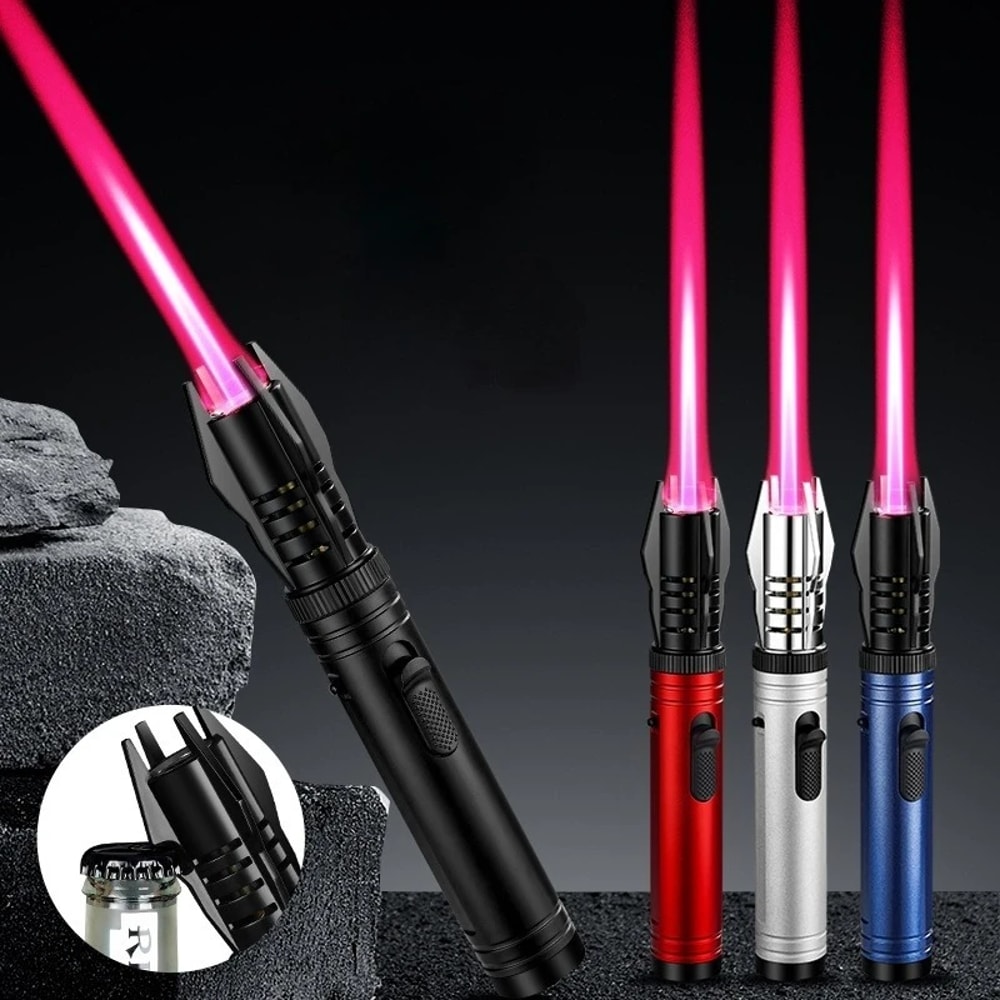 Metal Gas Lighter With Powerful Jet Flame Windproof Torch For Kitchen Cooking Barbecue Cigar Smokin 0