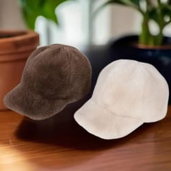 plush faux fur baseball hat, men's winter snapback, solid color thickened fashion cap for women