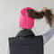 Wool Cap With Magnetic Opening Automatic Knitted Ponytail Cap For Women 2