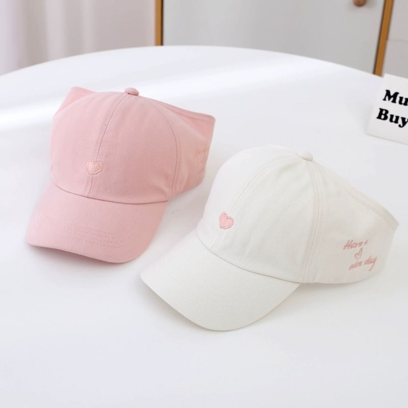 Sweet Girls Boys Classic Solid Color Kids Baseball Cap Summer Love Heart Design Sun Hat Empty Top S